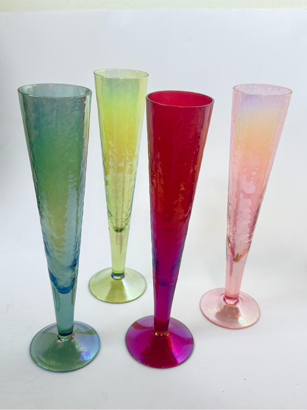 Vintage Tommy Bahama iridescent Tall Champagne Flutes - Set of 4